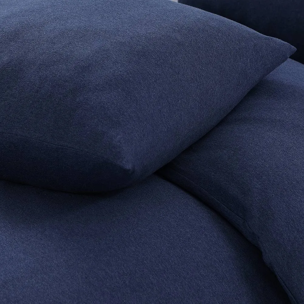 Smart Living Jersey Melange Polycotton Luxury Fitted Bedsheet or Pillowcase Pair in Dark Blue 2