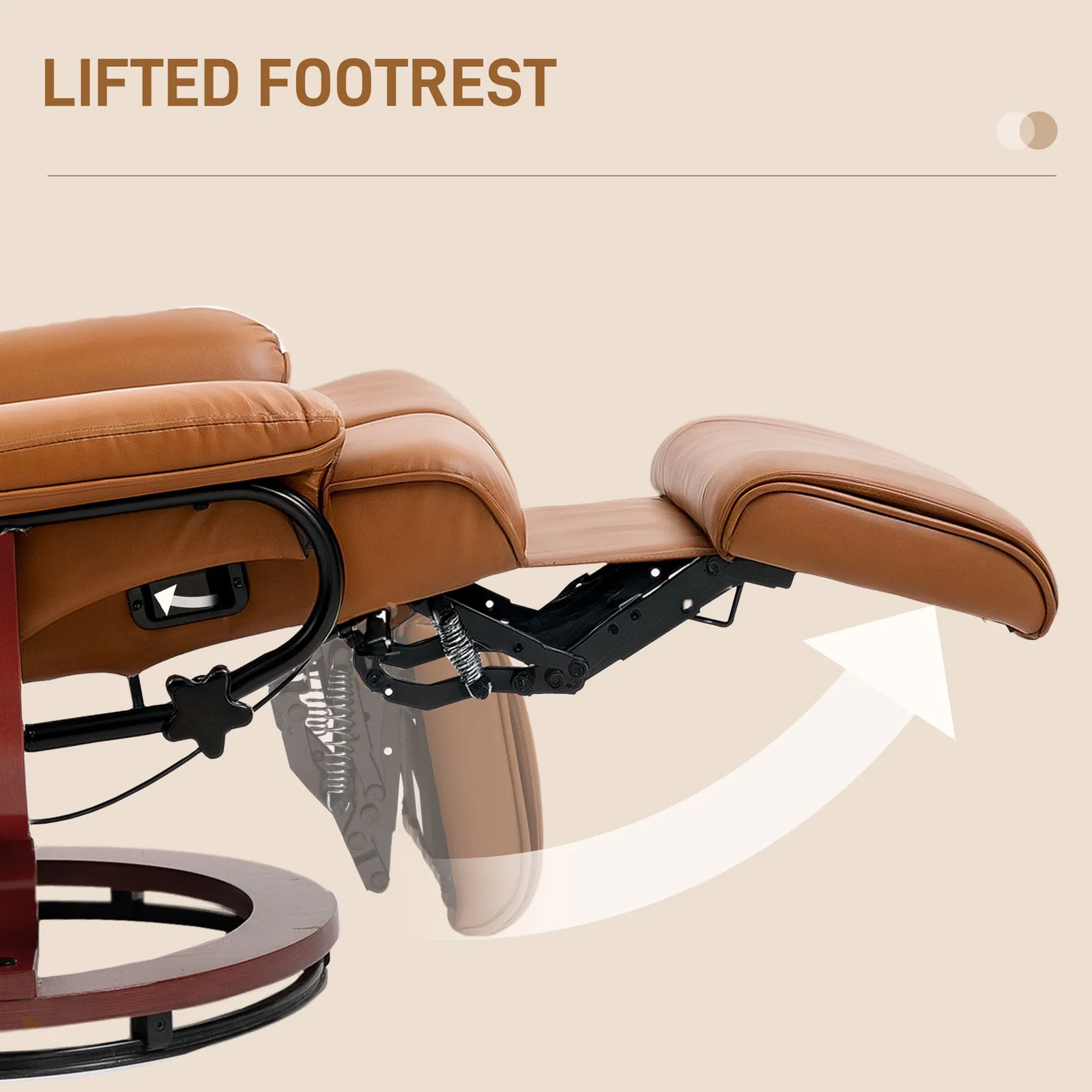 HOMCOM PU Leather Reclining Armchair with Footrest for Living Room in Brown 6