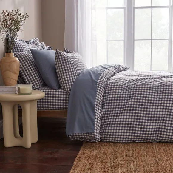 Portloe Gingham Woven 100% Cotton Fitted Sheet 2