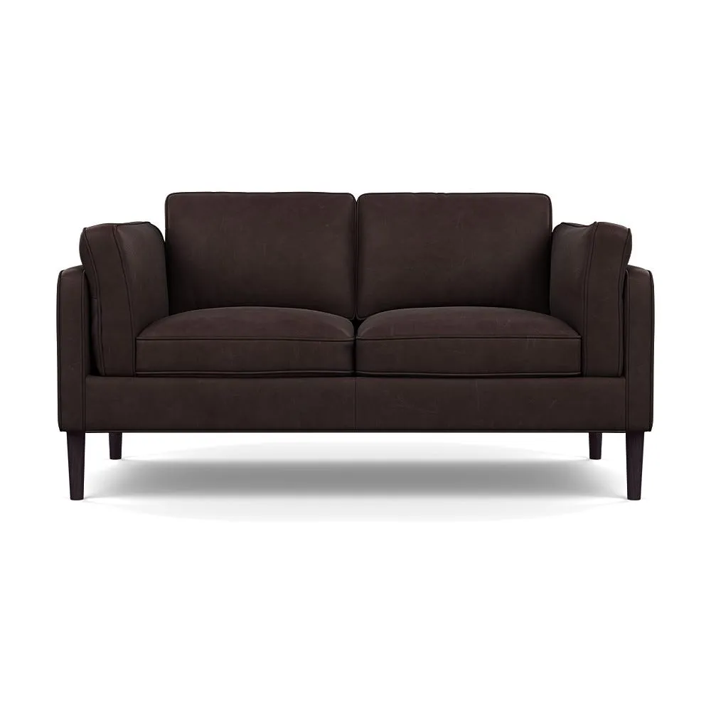 Heal's Sonno 2 Seater Heritage Leather Dark Walnut 2069 Wenge Black Feet 1