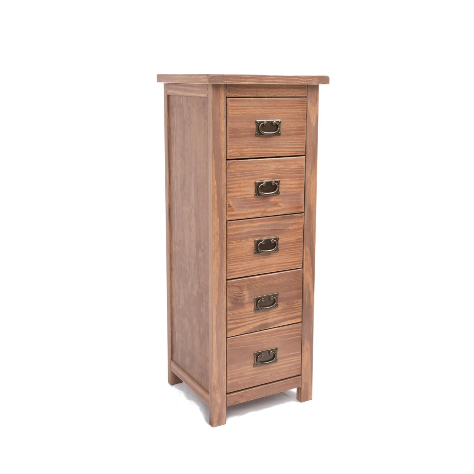 Cabinet Bits Padua 5 Drawer Narrow Chest of Drawers Bras Drop Handle in Brown