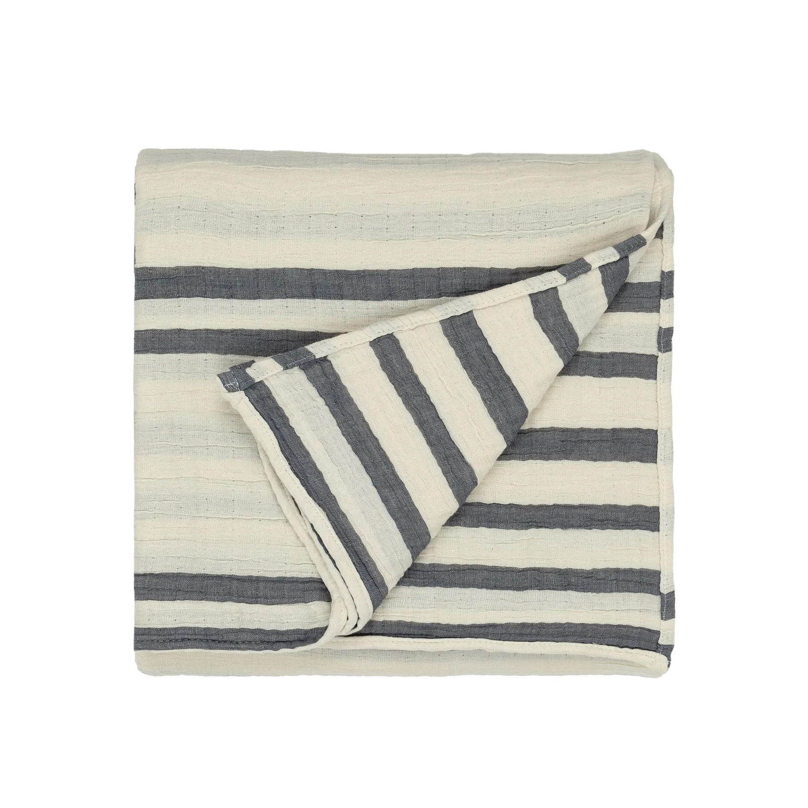 Yard Woven Stripe 100% Cotton Bedspread in Blue 3