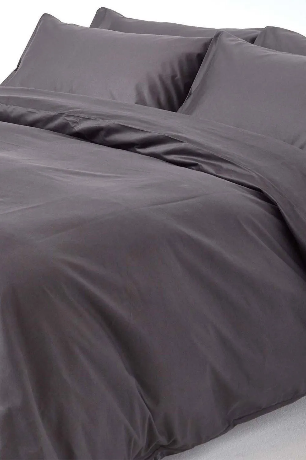 Homescapes Egyptian Cotton Duvet Cover with Pillowcase 1000 TC in Charcoal 2