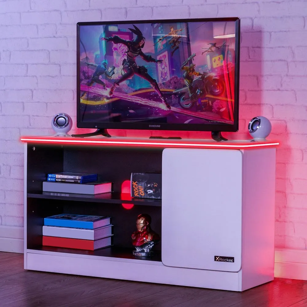 X Rocker Carbon-Tek TV Unit for up to 42" TV's with Drawer & LED Lighting in White