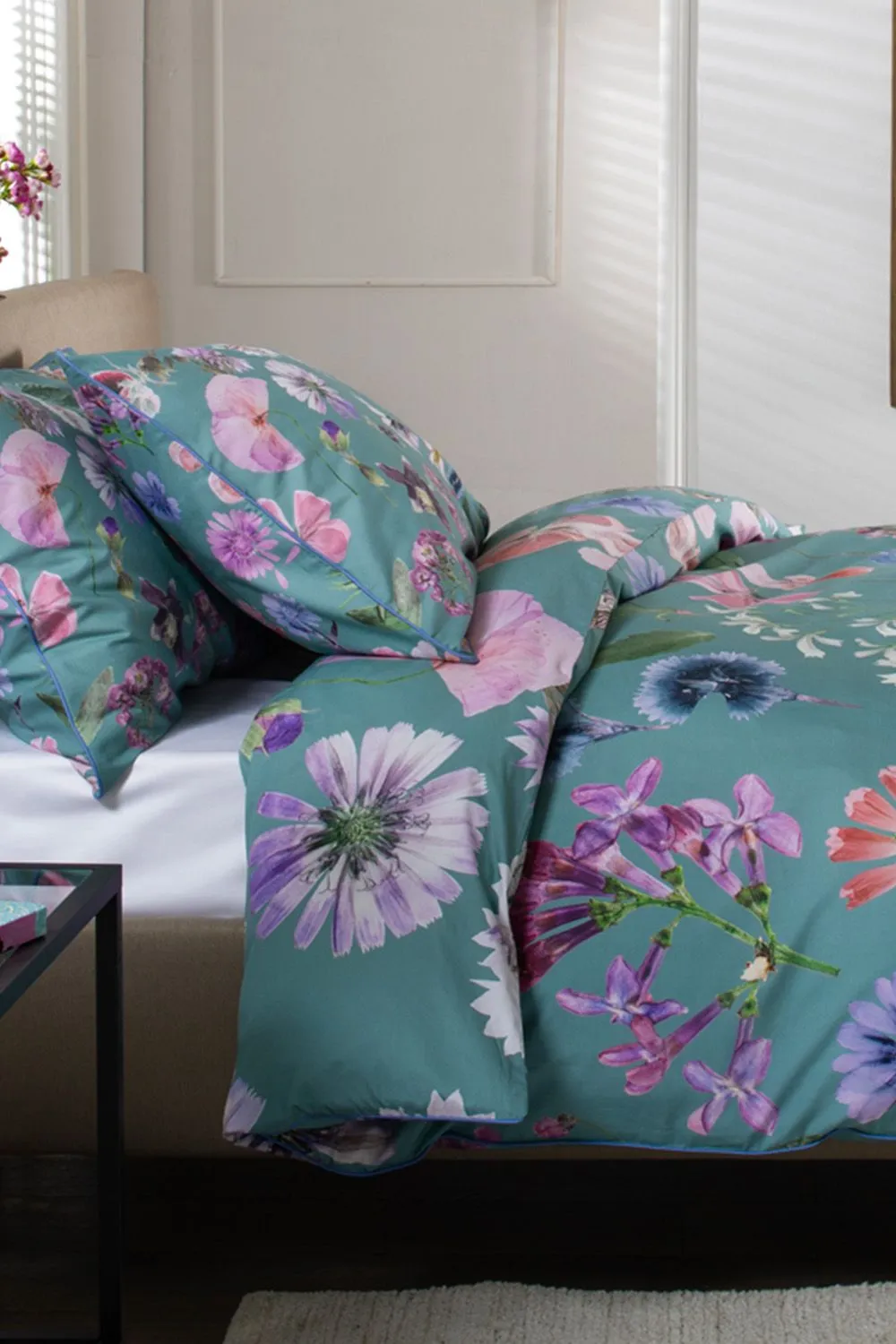 The Lyndon Company Botanical Flower 200TC 100% Cotton Luxury Duvet Cover Set in Green 3
