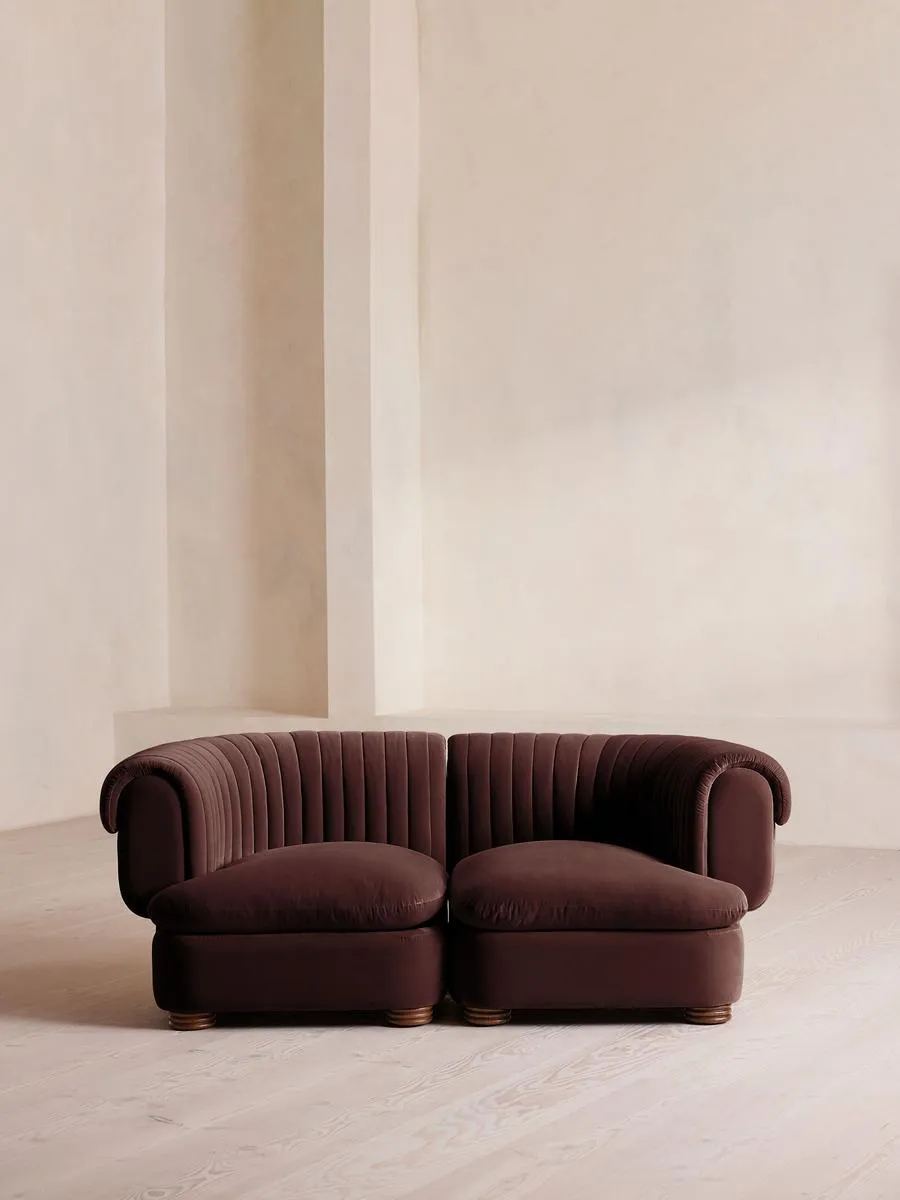 Rava Modular Sofa, Three Seater, Velvet, Aubergine