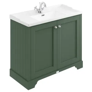 Bayswater Victrion Hunter Green Traditional Freestanding Vanity Unit & White Recessed Basin - 1000mm