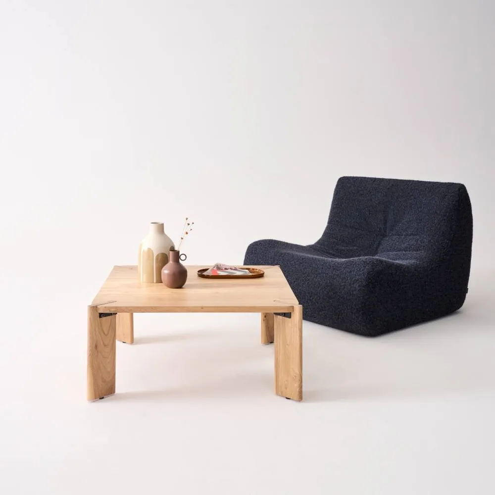sweeek Exotic Square Solid Wood Coffee Table in Beige