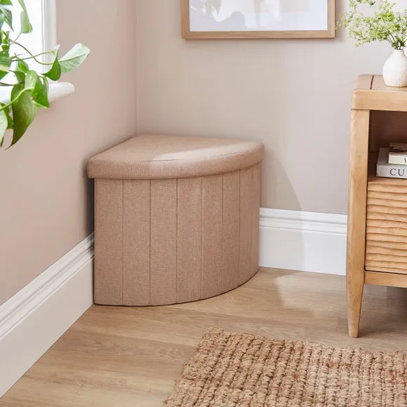 Faux Linen Corner Ottoman 1