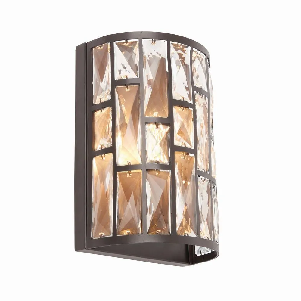 Netlighting Belle 1 Light Indoor Wall Light Dark Bronze with Crystal E14 in Brown