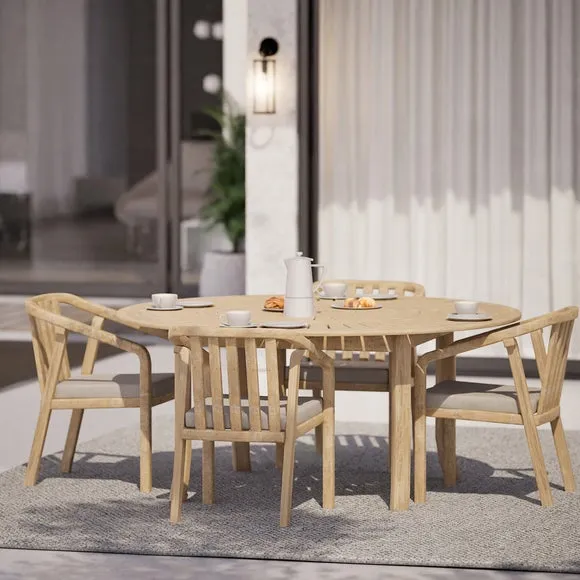 Maris 4 Seater Round Garden Dining Set With 4 Riven Chairs 6