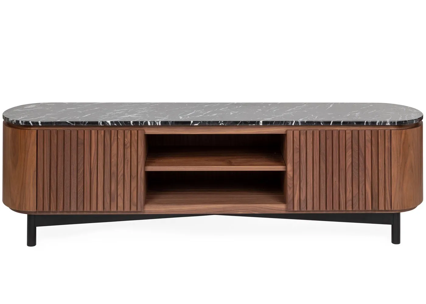 Heal's Remi AV Unit Walnut and Black Marble Large