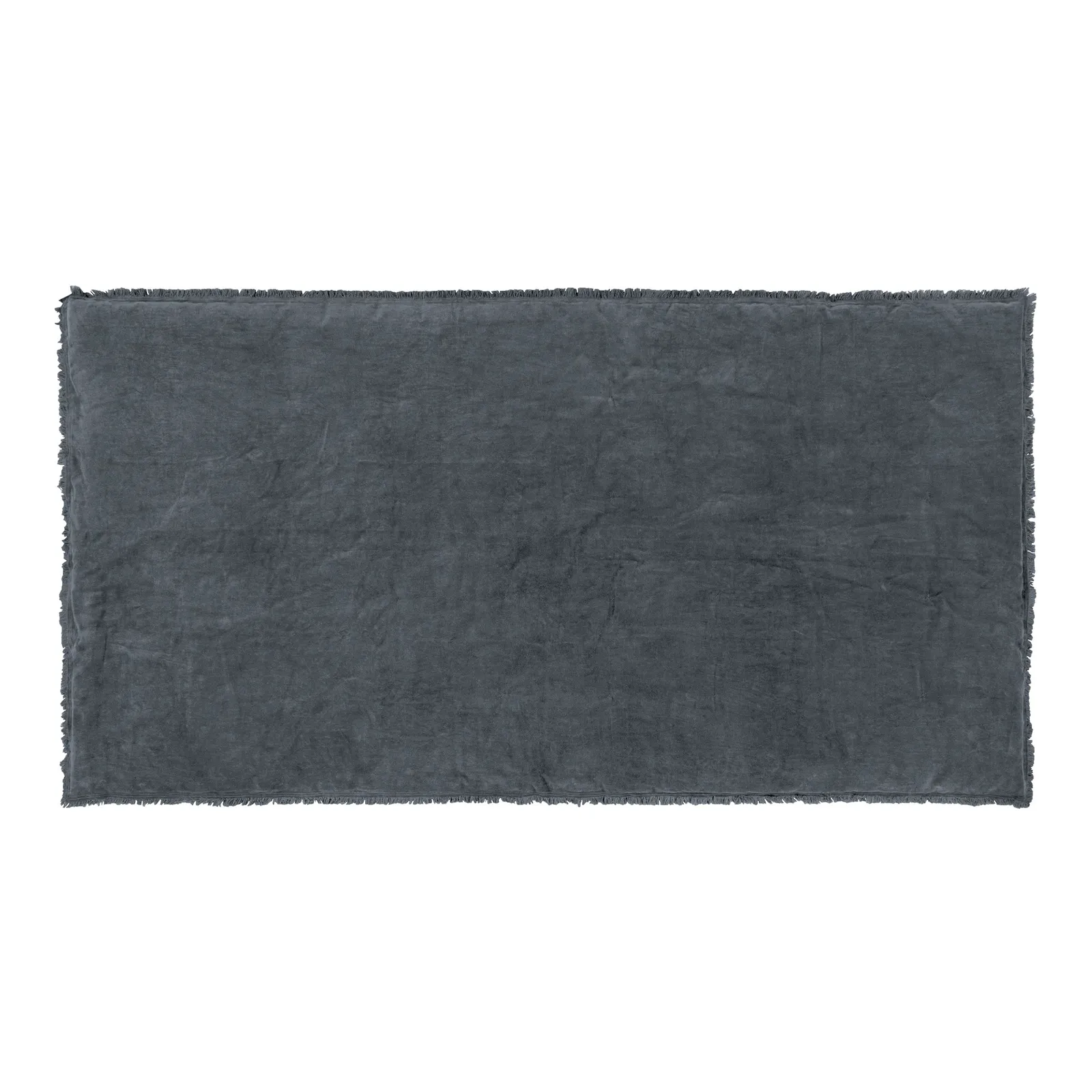 Yard Jaye Fringed Cotton Velvet Bedspread in Dark Blue 3