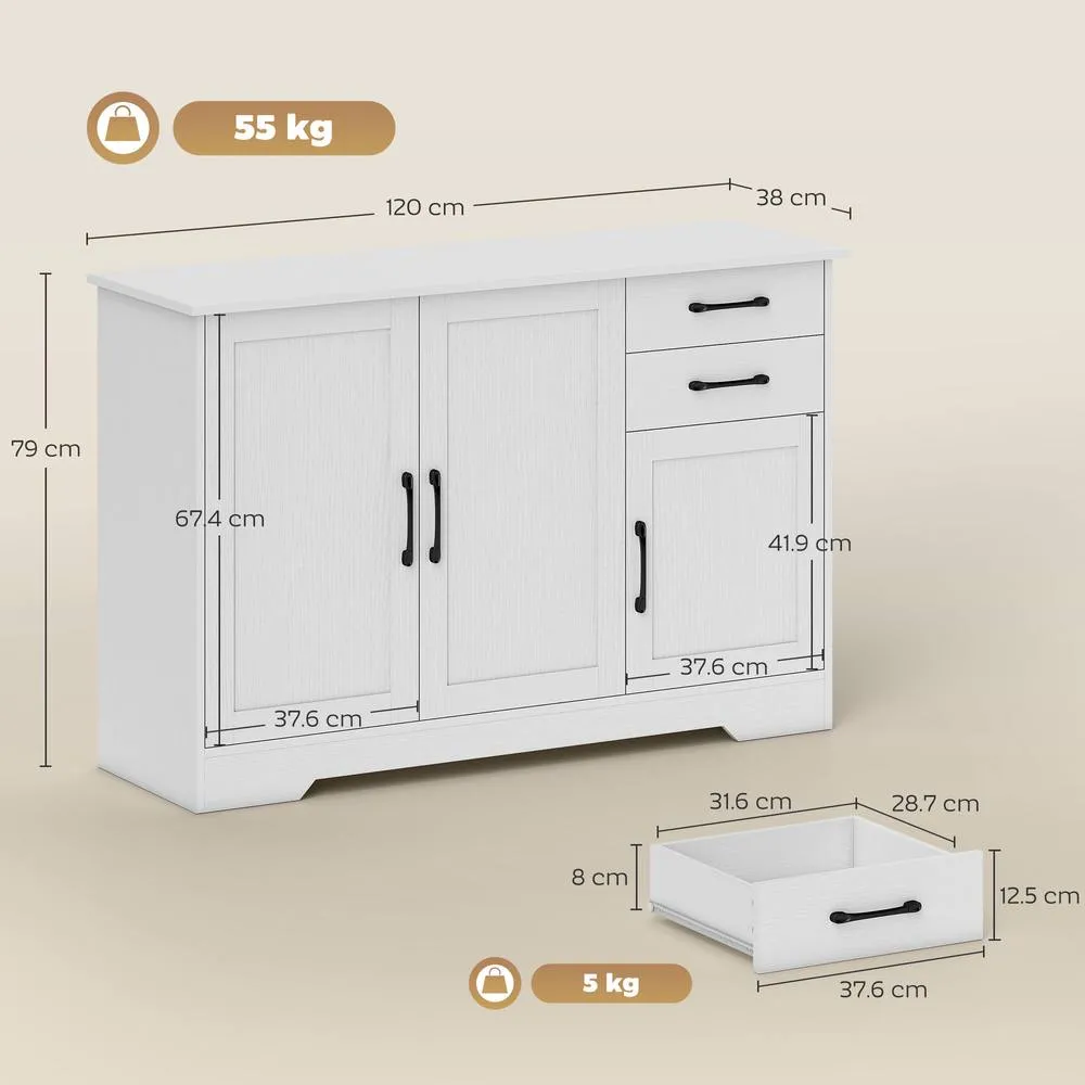 HOMCOM Sideboard with Soft-Close Doors, Modern Storage Cabinet White 3