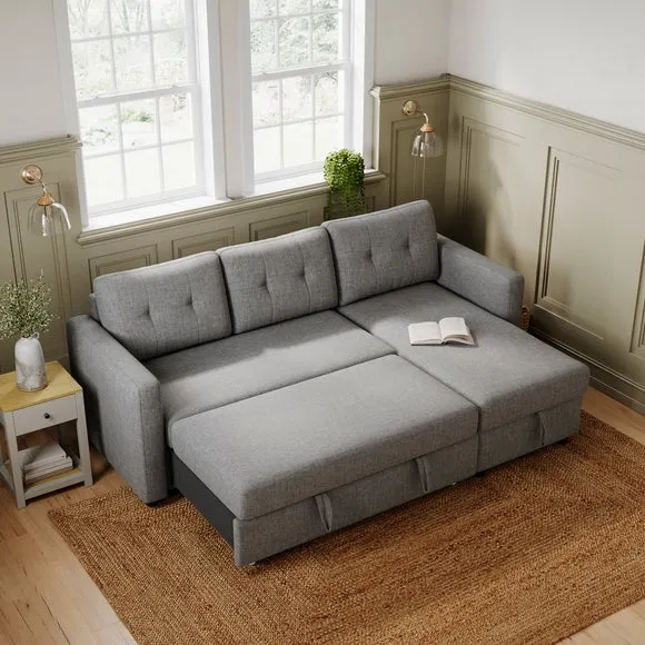 Barker Flatweave Trundle Corner Chaise Sofa Bed 4