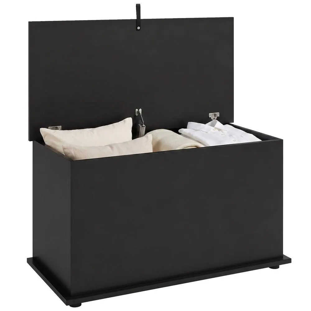 HOMCOM Storage Chest with Safety Hinged Lid, 102L Storage Box, Black