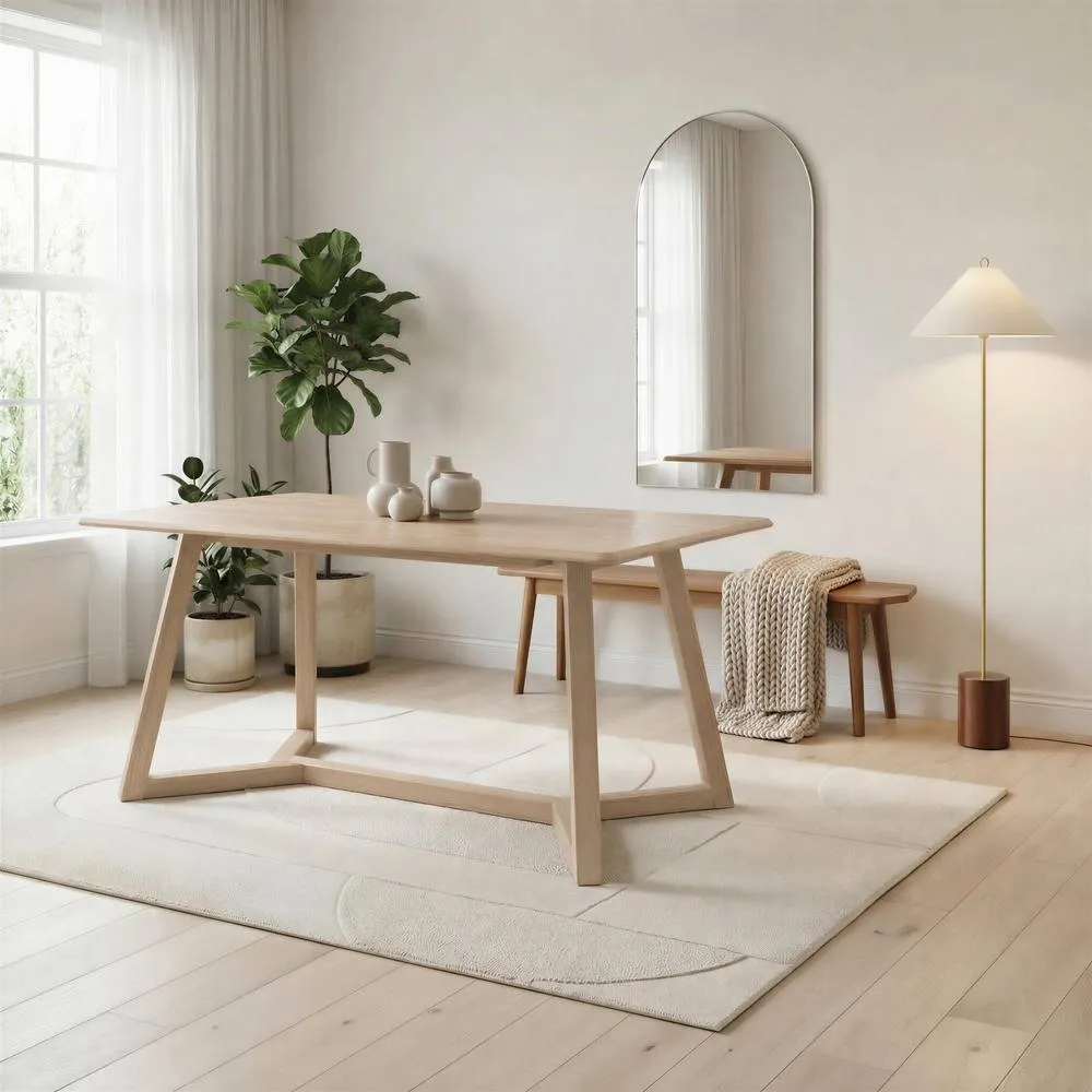 FurnitureboxUK Lulworth Rectangular Wood 6 Seater Dining Table in Natural 1