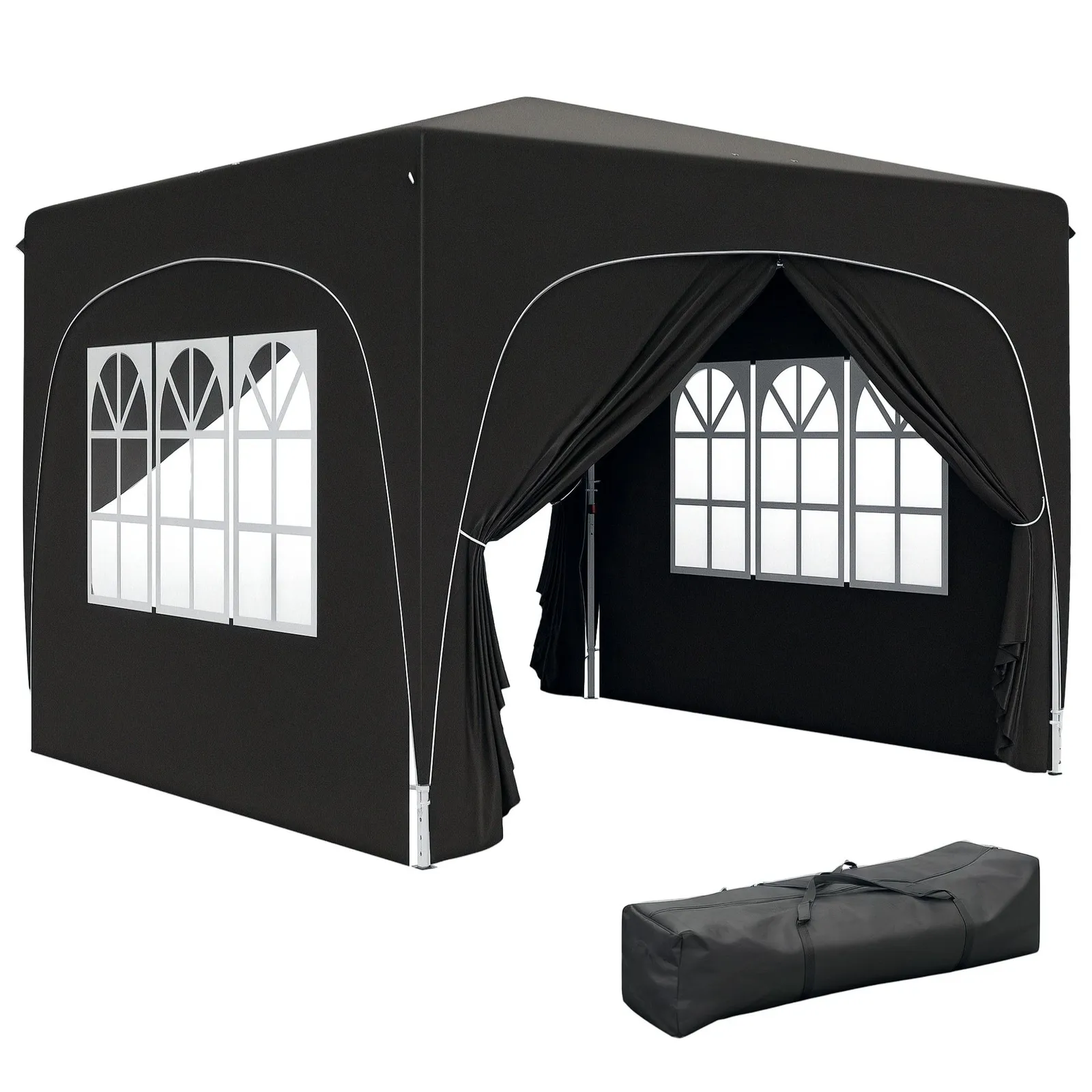 OUTSUNNY 3 x 3(m) UPF50+ Pop Up Gazebo with Sides & Carry Bag, Black 2