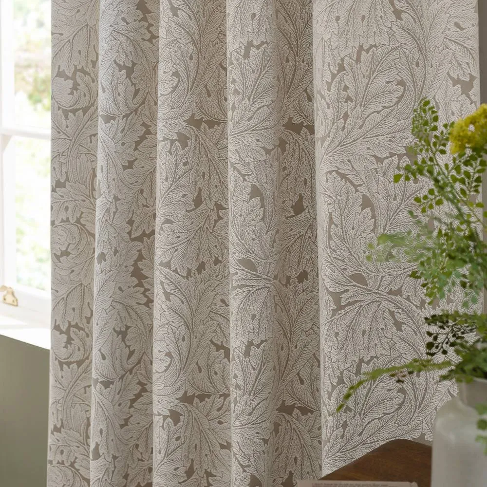 Morris & Co Acanthus Jacquard Fully Lined Pencil Pleat Curtains in Cream 2