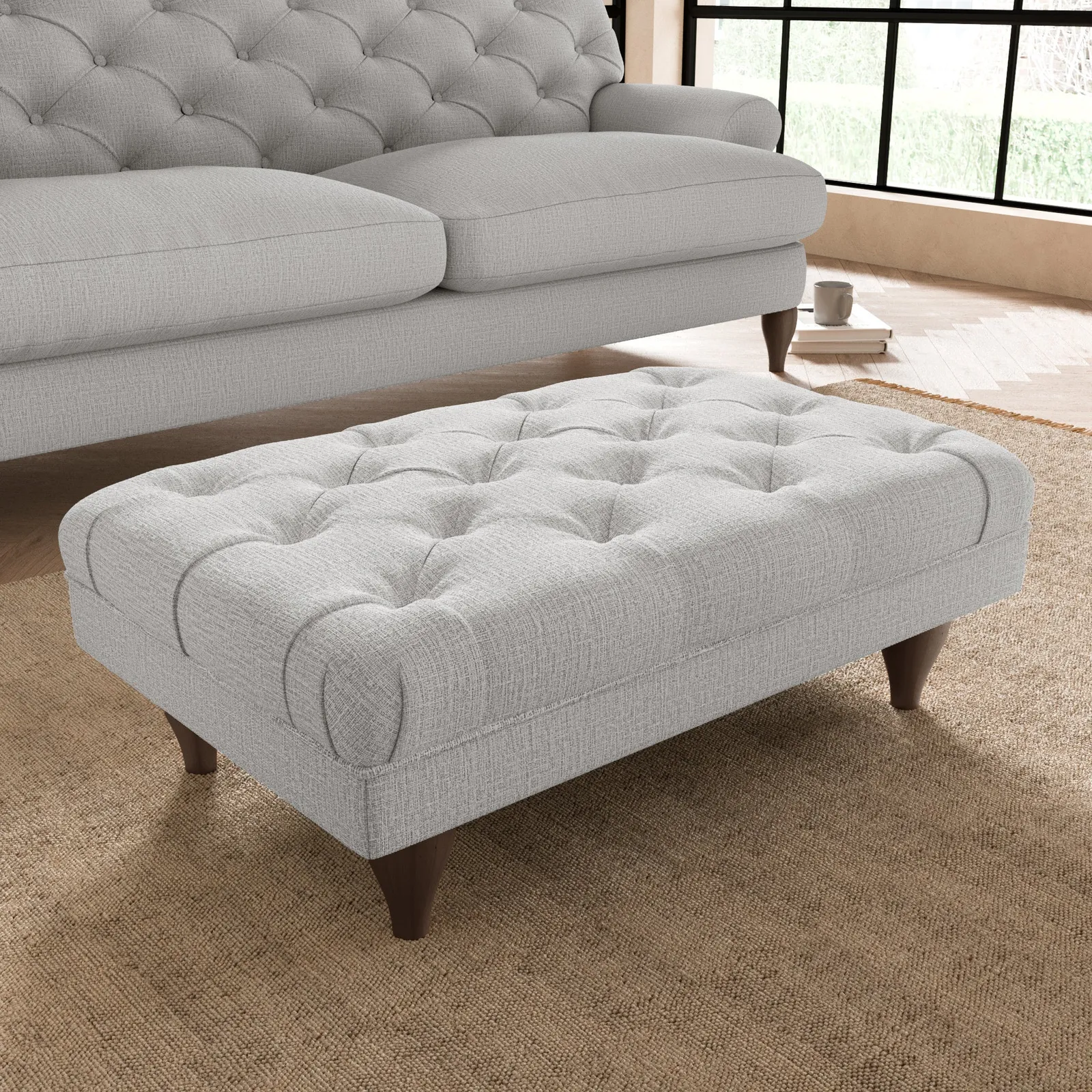 Warwick Textured Weave Footstool Silver