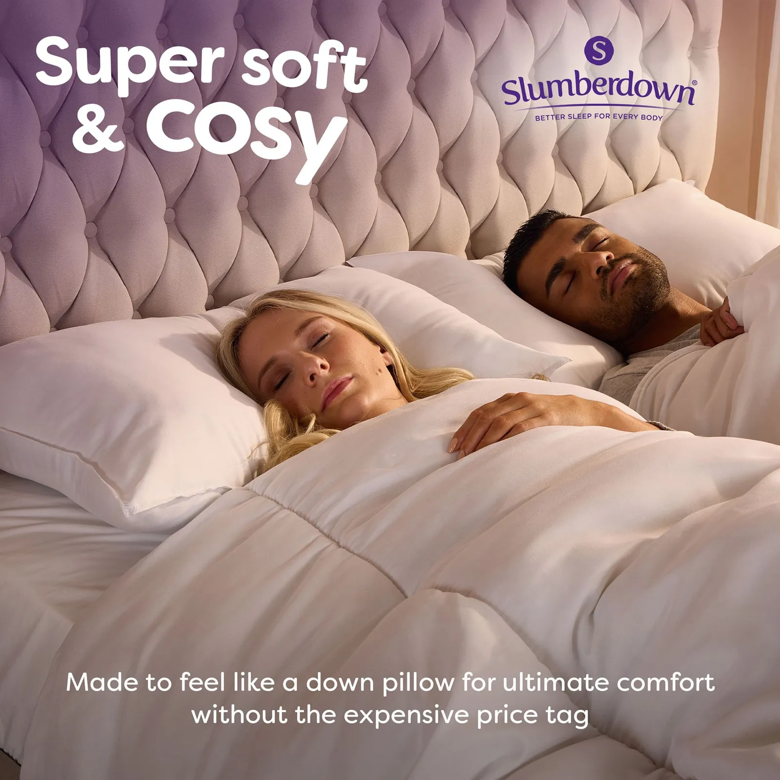 Slumberdown 2 Pack Feels Like Down Super Support Side Sleeper Firm Pillows in White 5
