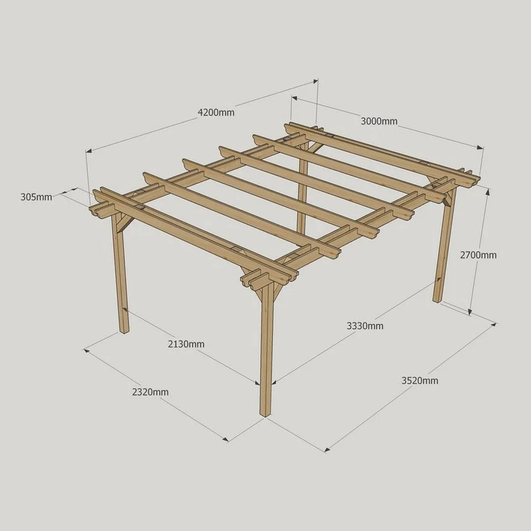 Rutland County Garden Furniture Ltd Double Garden Pergola - Wood - L300 x W420 x H270 cm - Rustic Brown in Light Green 5
