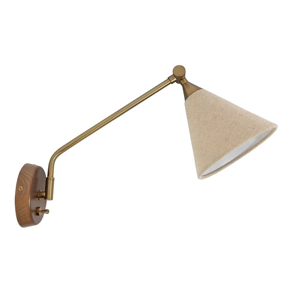 Heal's Dryden Swing Arm Wall Light Walnut & Natural 2