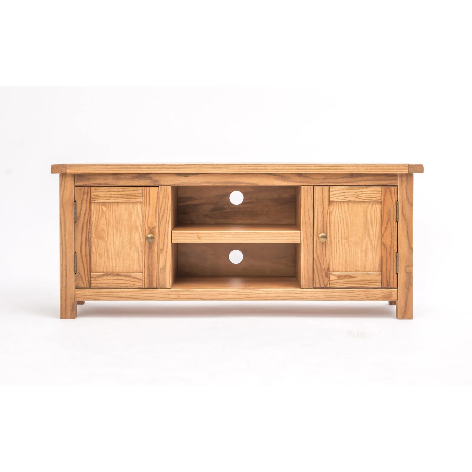 Cabinet Bits Trivento Light Wood 2 Door TV Cabinet Brass Knob in Natural
