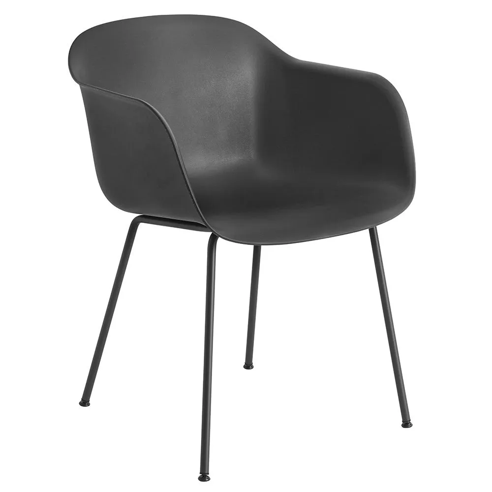 Muuto Fiber Armchair Tube Base Normal Shell Black/Black 2