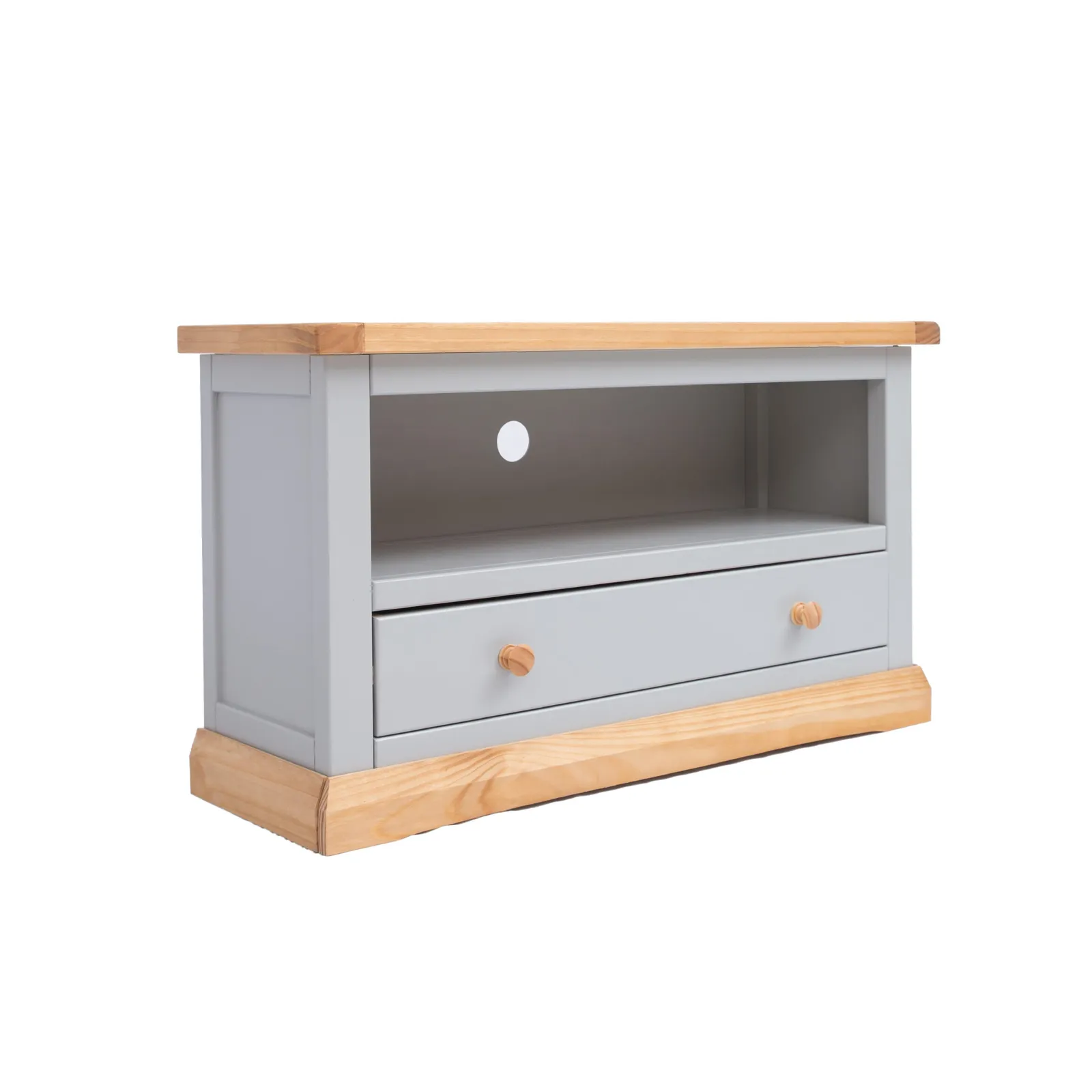 Cabinet Bits Bomporto Light Grey 1 Drawer TV Cabinet Wood Knob 2