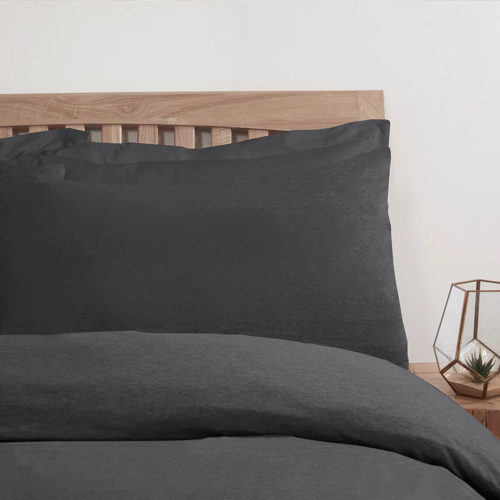 Smart Living Polycotton Jersey Melange Duvet Cover With Pillowcases in Charcoal 4