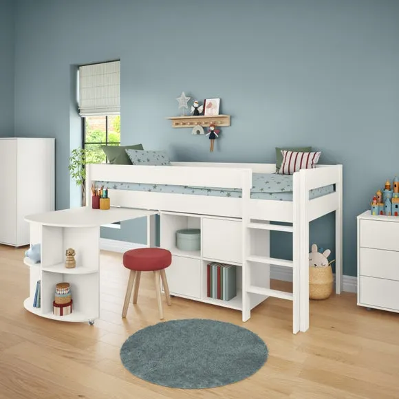 Uno Midsleeper With Pull Out Desk And Cube Unit Pine 3