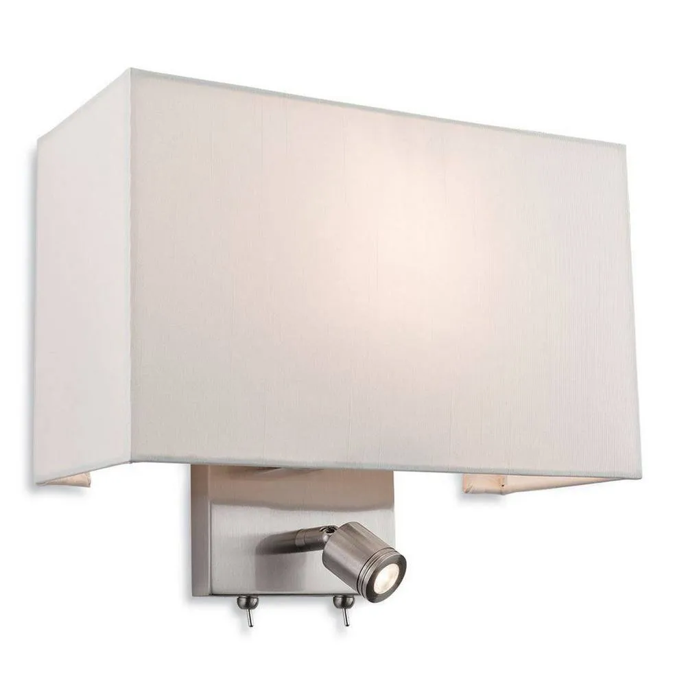 Netlighting Fargo Indoor Wall Light Reading Lamp Steel Cream Shade E27 in Beige