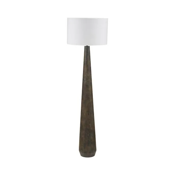 Pacific Lifestyle Arbor Verdi Gris Metal Conical Floor Lamp with Lino Self Lined Linen Cylinder Lampshade 5
