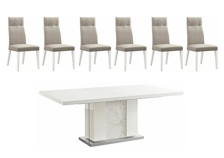 Fascino Large Extending Dining Table and 6 Faux Leather Chairs