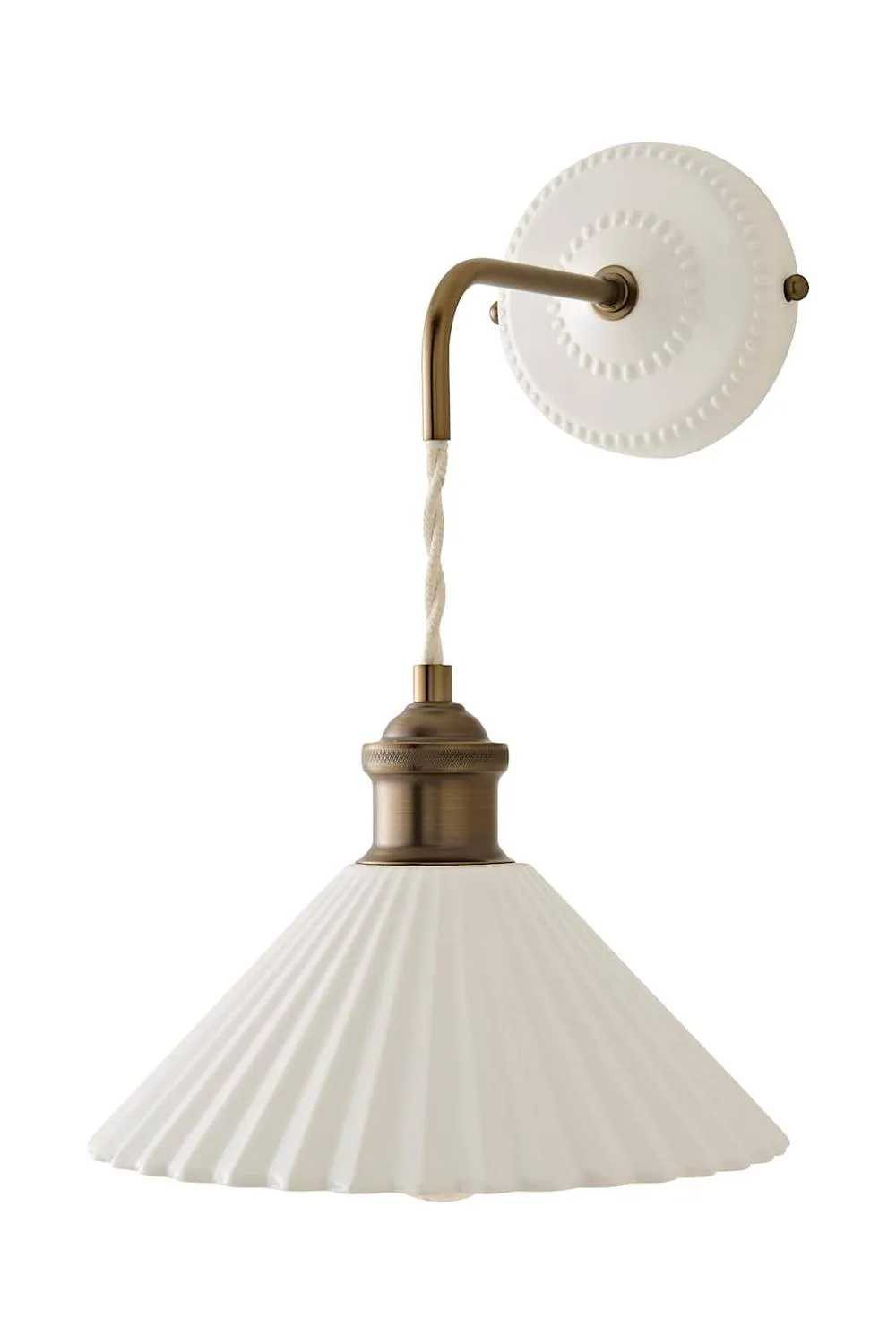 ValueLights Burford White Ceramic Ribbed Adjustable Drop Wall Light in Cream 5
