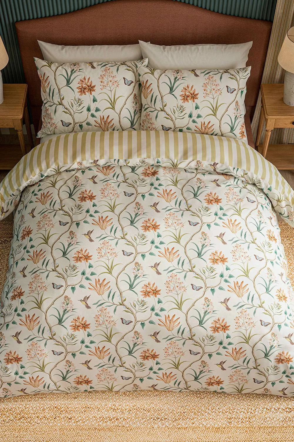 Sanderson 'Clementine' Cotton Duvet Cover Set in Beige 4