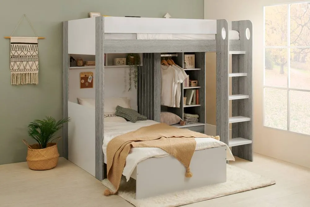Flair Hampton High Sleeper Bed with Wardrobe in Grey 6