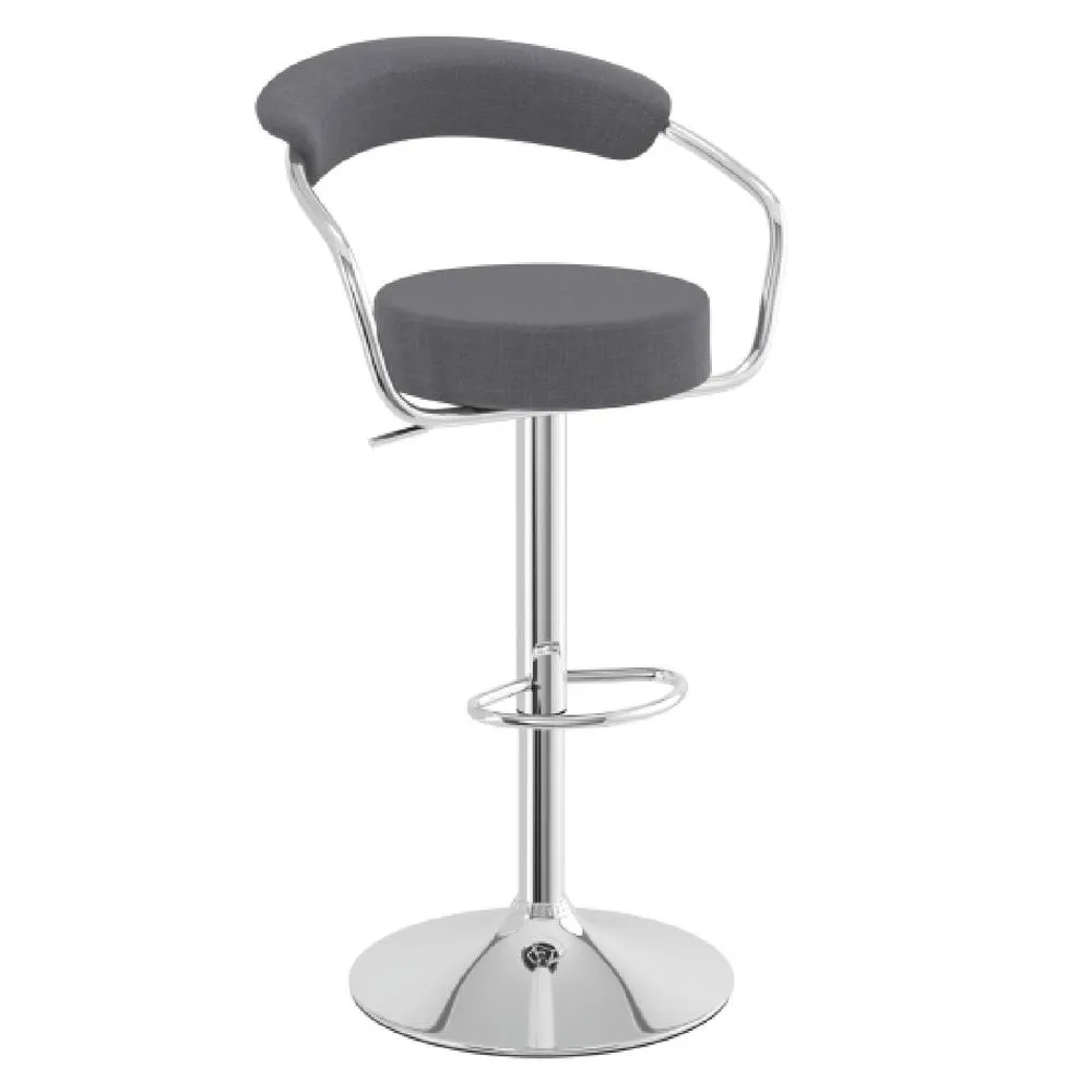 netfurniture Pinnacle Fabric Padded Breakfast Bar Stool Adjustable Height with Arms in Grey