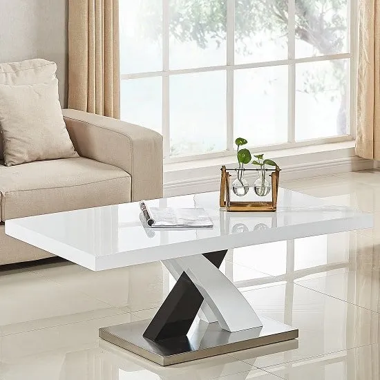 Axara Coffee Table Rectangular In White And Black High Gloss
