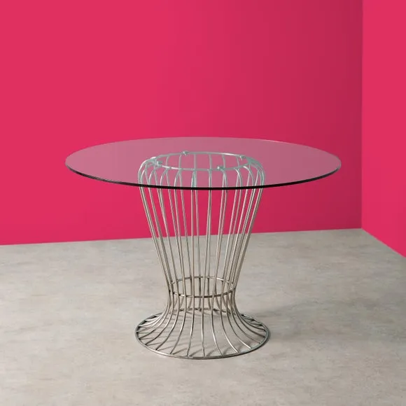Yinka Ilori Trumpet Round Glass Top Metal Dining Table