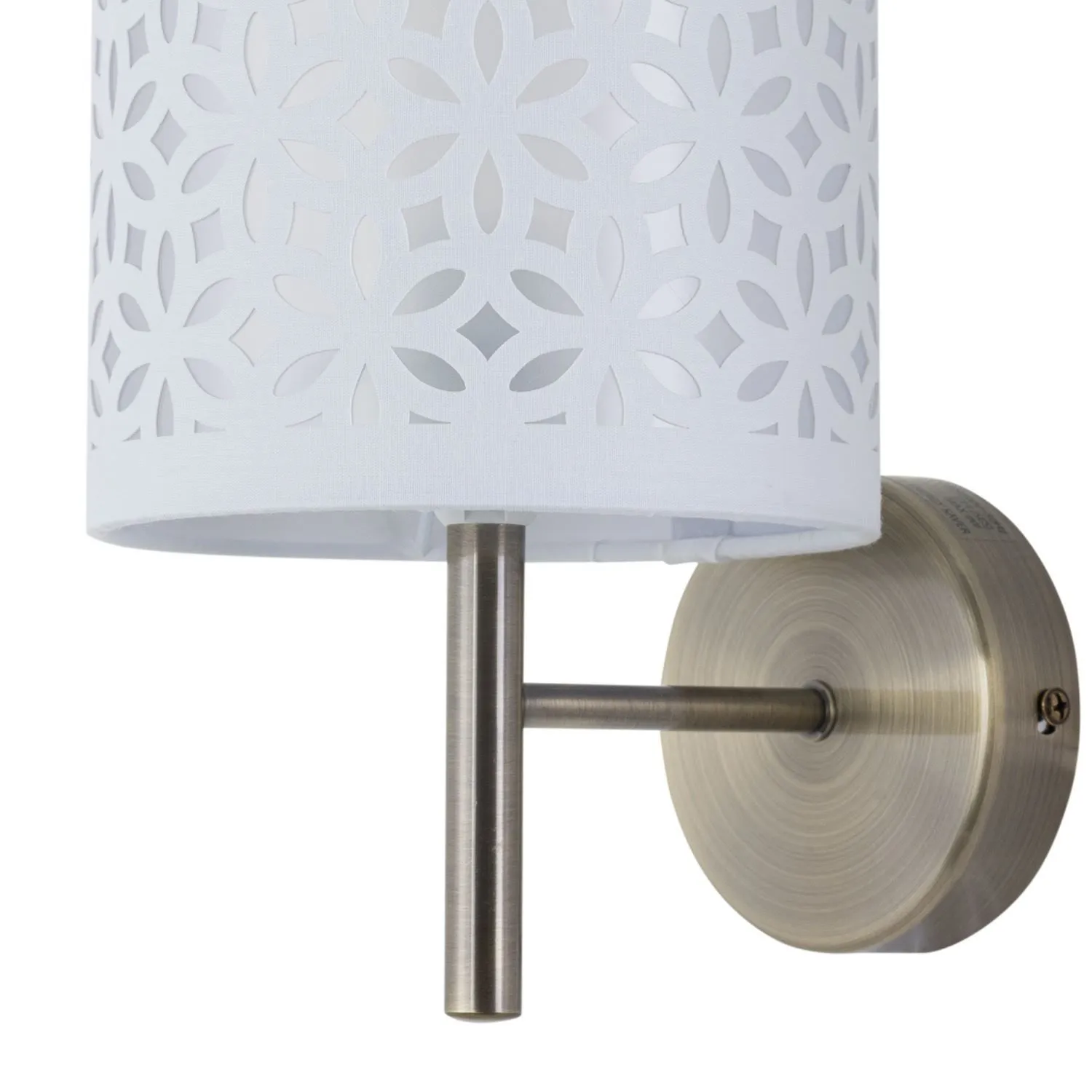 First Choice Lighting Set of 2 Brea - Antique Brass Wall Lights with White Cut Out Shade in Gold 3