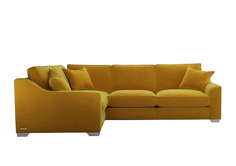 Isobel Small Fabric Left Hand Facing Corner Fibre Fill Sofa - Golden Spice with Chrome Feet