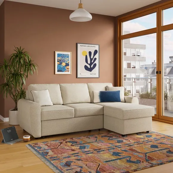 Layton Boucle Corner Trundle Storage Sofa Bed