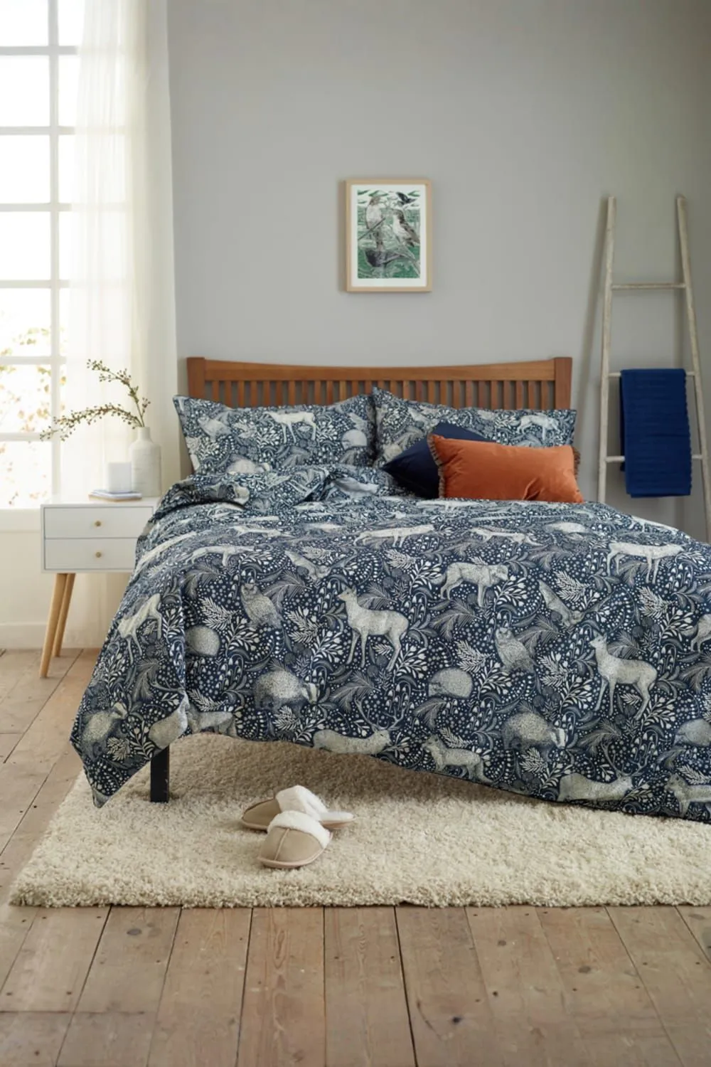 Deyongs Woodland Folk Printed Soft & Breathable Cotton Rich Duvet Cover Set in Navy 1