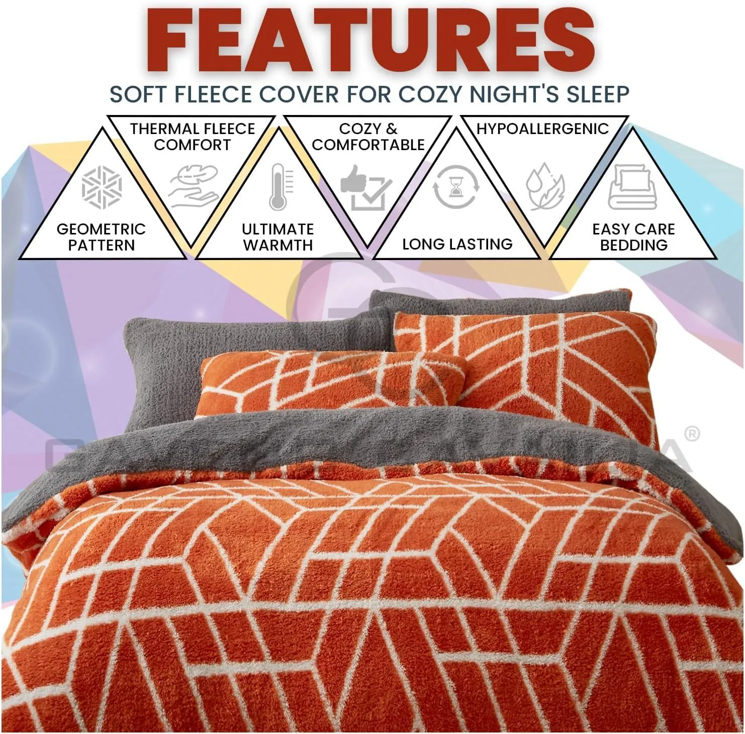 GAVENO CAVAILIA Ely Geo Printed Duvet Cover in Burnt Orange 3