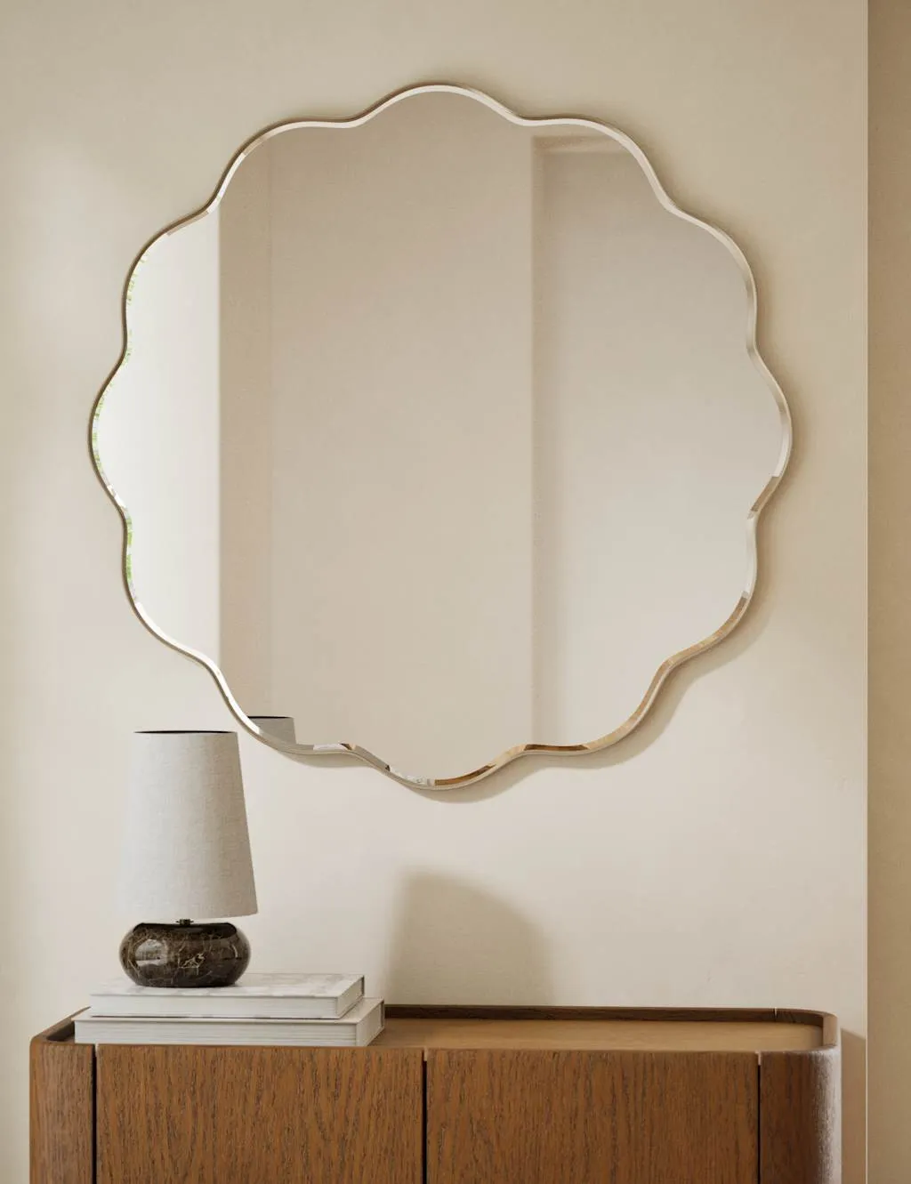 M&S Metal Soft Wave Wall Mirror Antique Brass