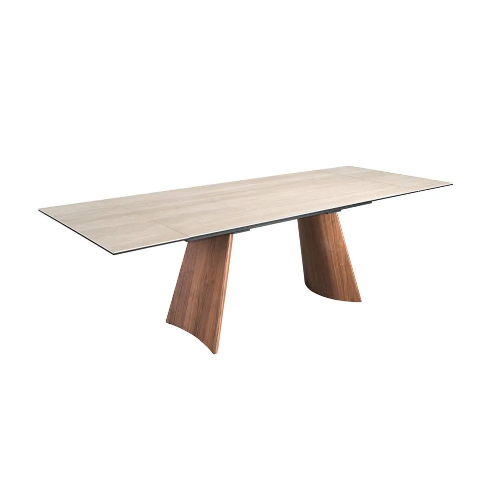 Angel Cerda Sand Porcelain Marble Extendable Dining Table in Light Sand