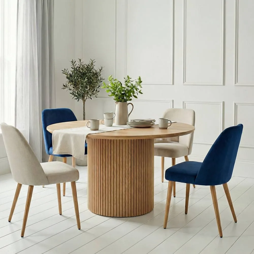 Nöa and Nani Lulea Round Dining Table in Natural Pine in Brown