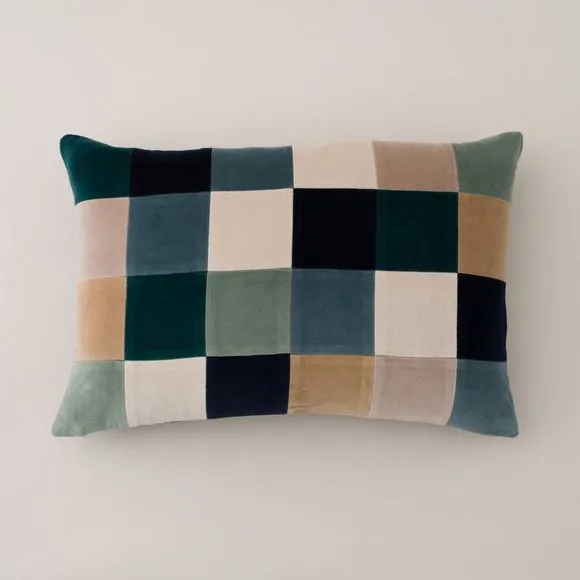 Clara Patchwork Velvet Rectangle Cushion 3